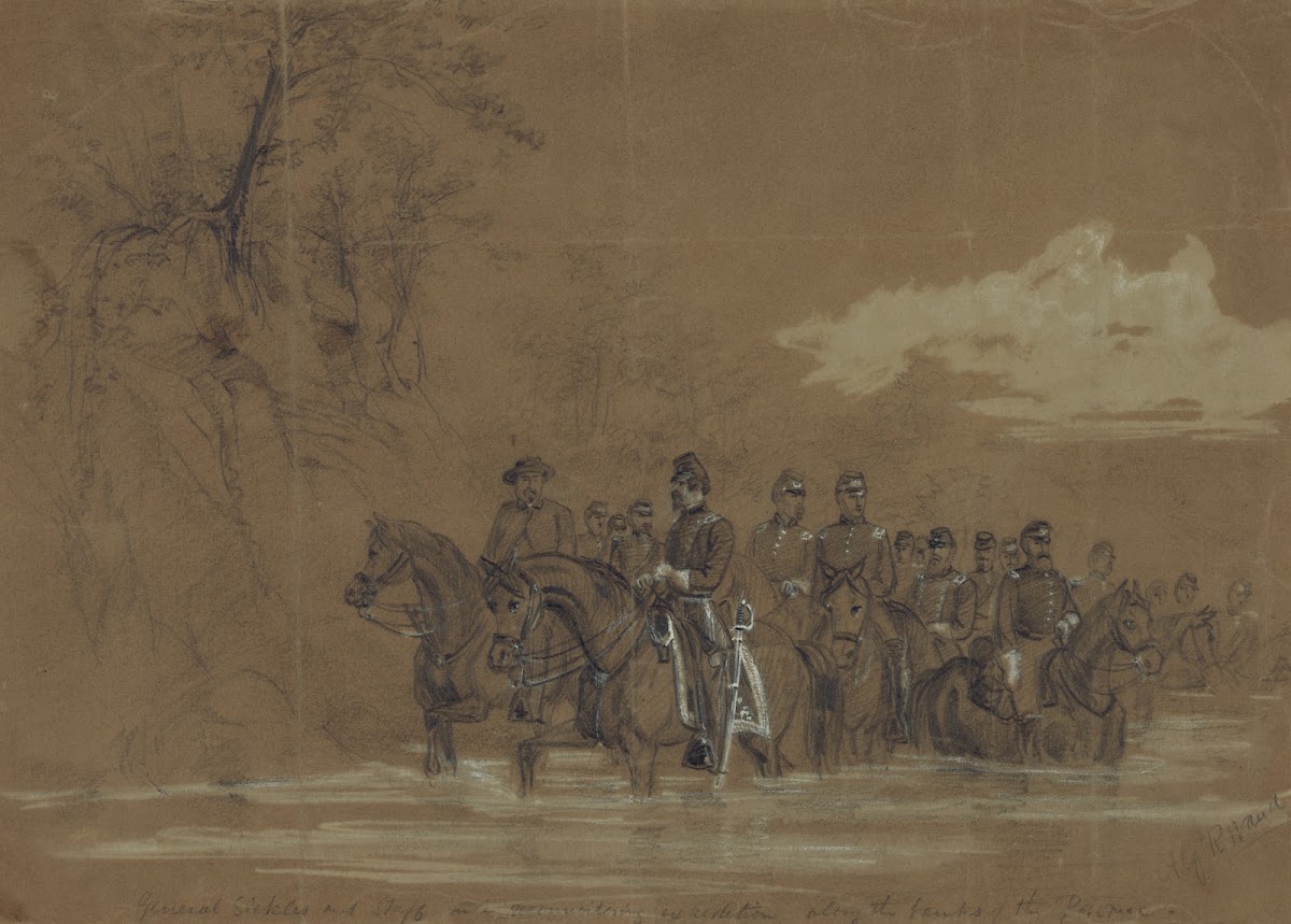 General Sickles and Staff in a reconnoitering expedition along the banks of the