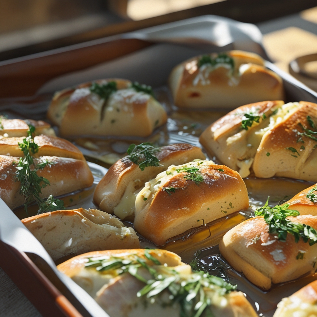 Garlic Herb Mini Baguettes - Easy French Baguette Recipe with Crispy Garlic Butter
