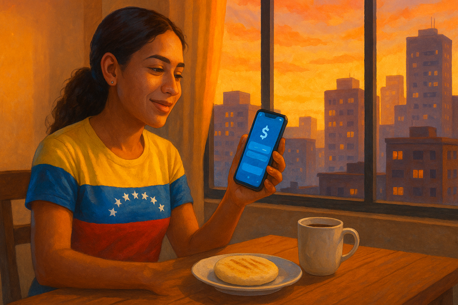 Venezolano usando app de remesas desde el exterior para enviar dinero a Venezuela