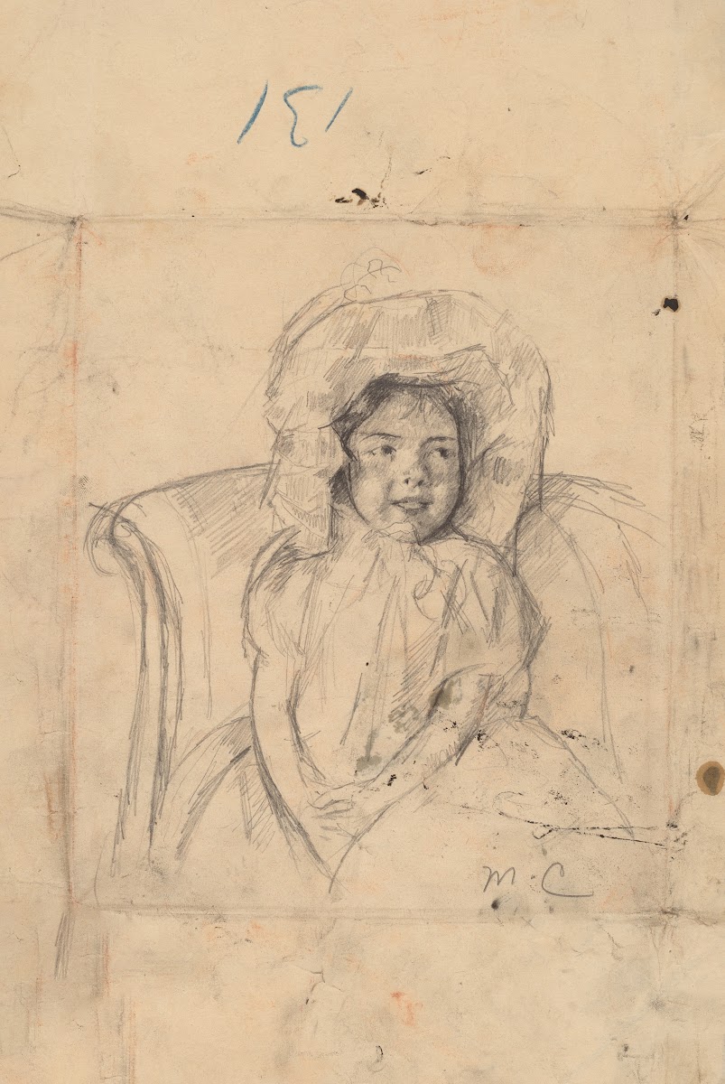Smiling Margot Wearing a Ruffled Bonnet c 1902