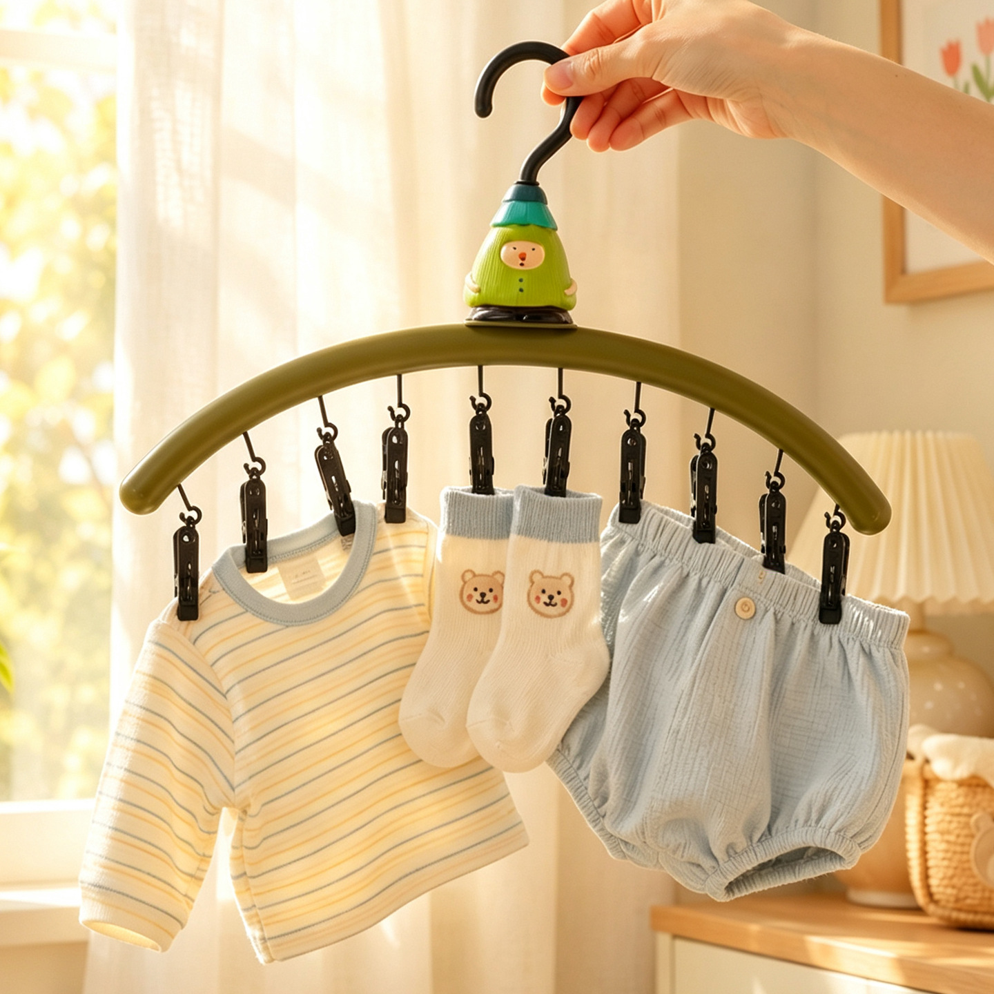 Cartoon drying rack with clips