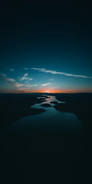 Aerial, Sunset, Lake, Landscape Full HD iPhone Wallpaper Background