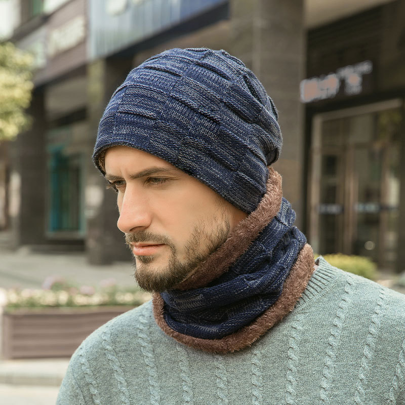 Winter-Strickmütze und Schal Set, gefüttert, 9507