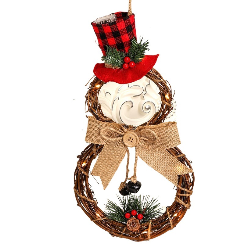 Decorative Christmas wreath made of textiles and natural materials