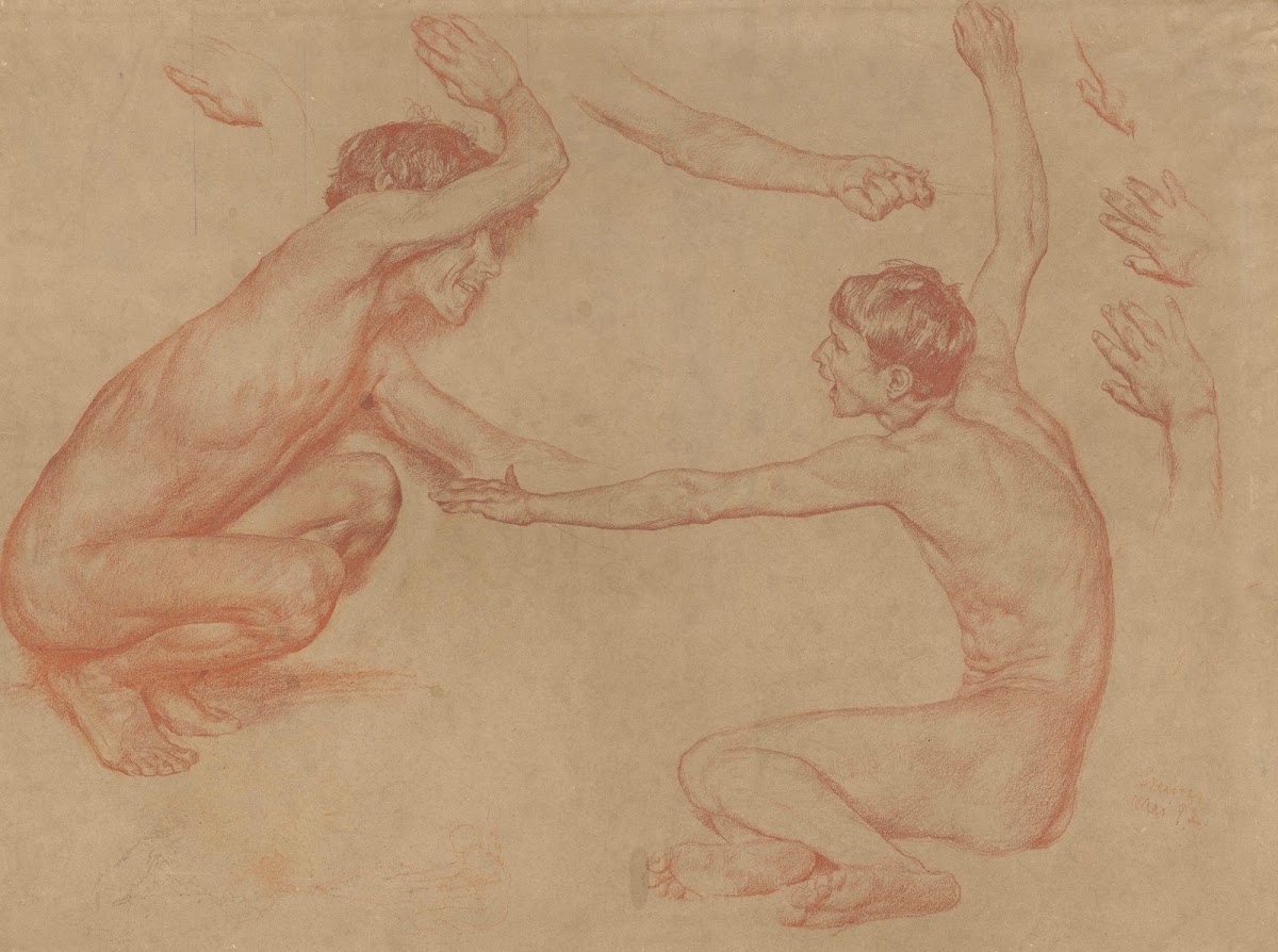 Two studies of boy nudes and studies of hands 1892