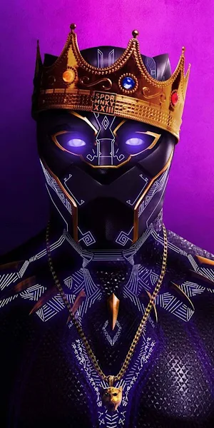 Black Panther, King, Marvel, Gold, Mask Full HD iPhone Wallpaper Background