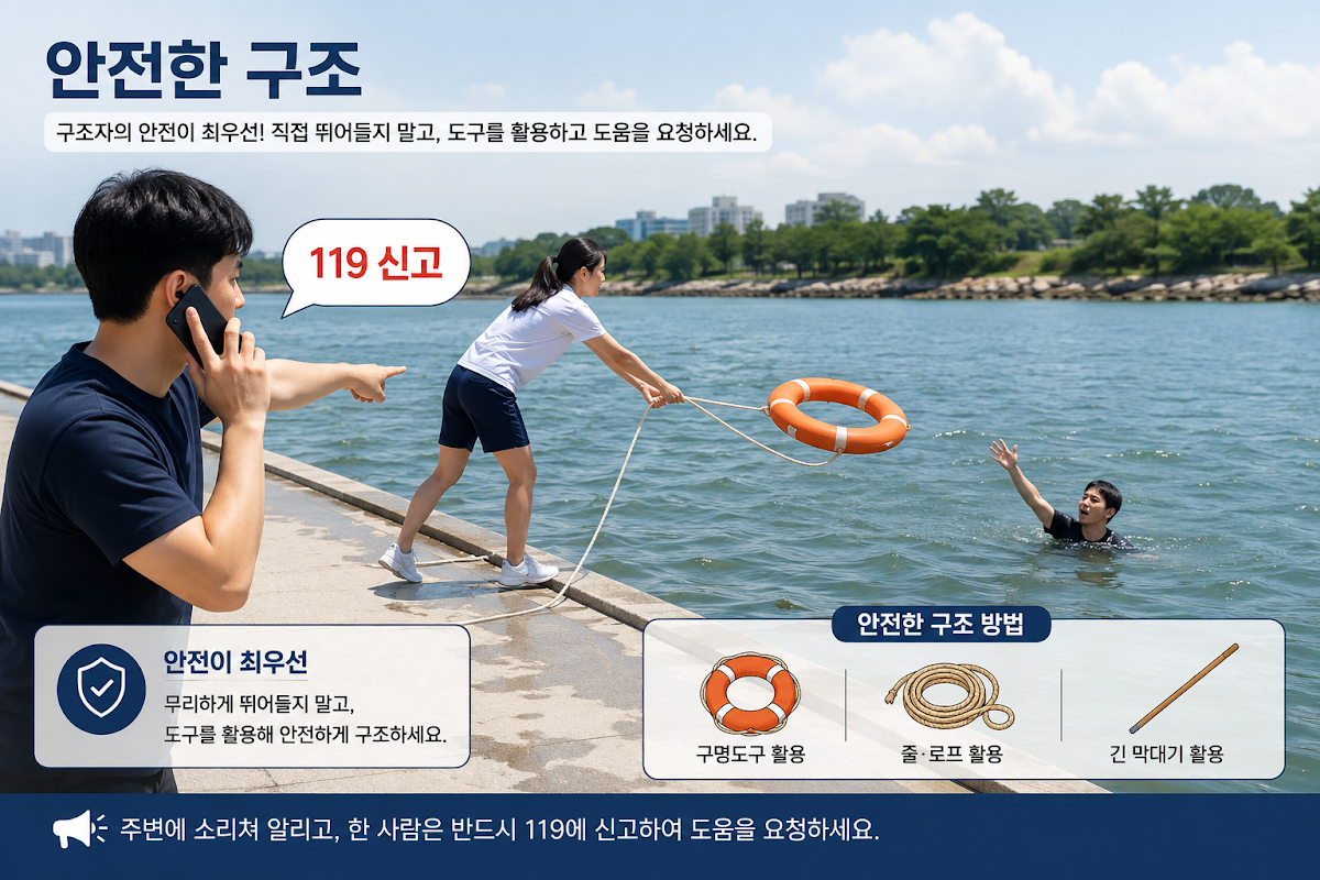 익수사고 발생 시 119 신고와 구조요청
