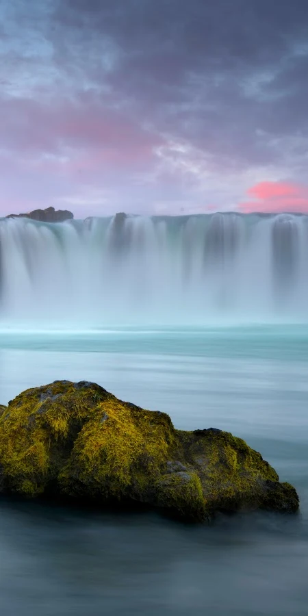 Twilight View Of Rushing Waterfall 5K Phone Wallpaper