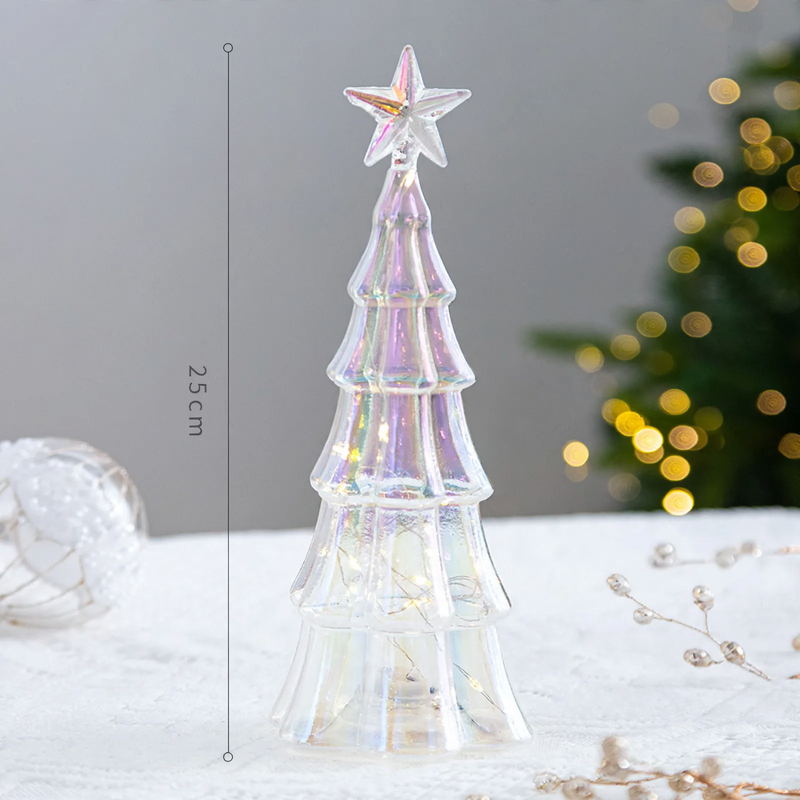 Glass Christmas tree decoration, illuminated