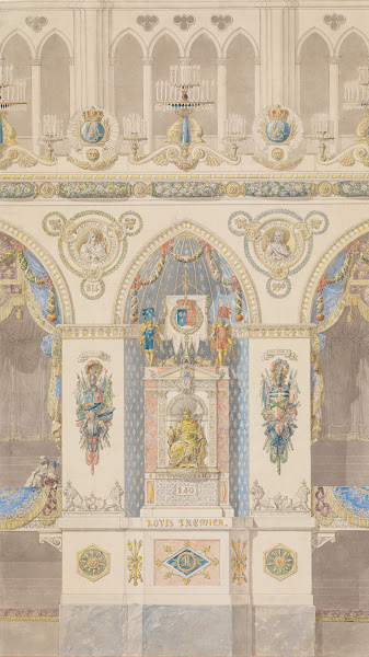 Interior Elevation of Reims Cathedral with a Statue of King Louis I 1815