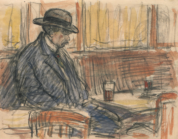 Een oude man op café