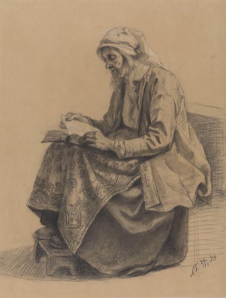 Sittende gammel kone 1873