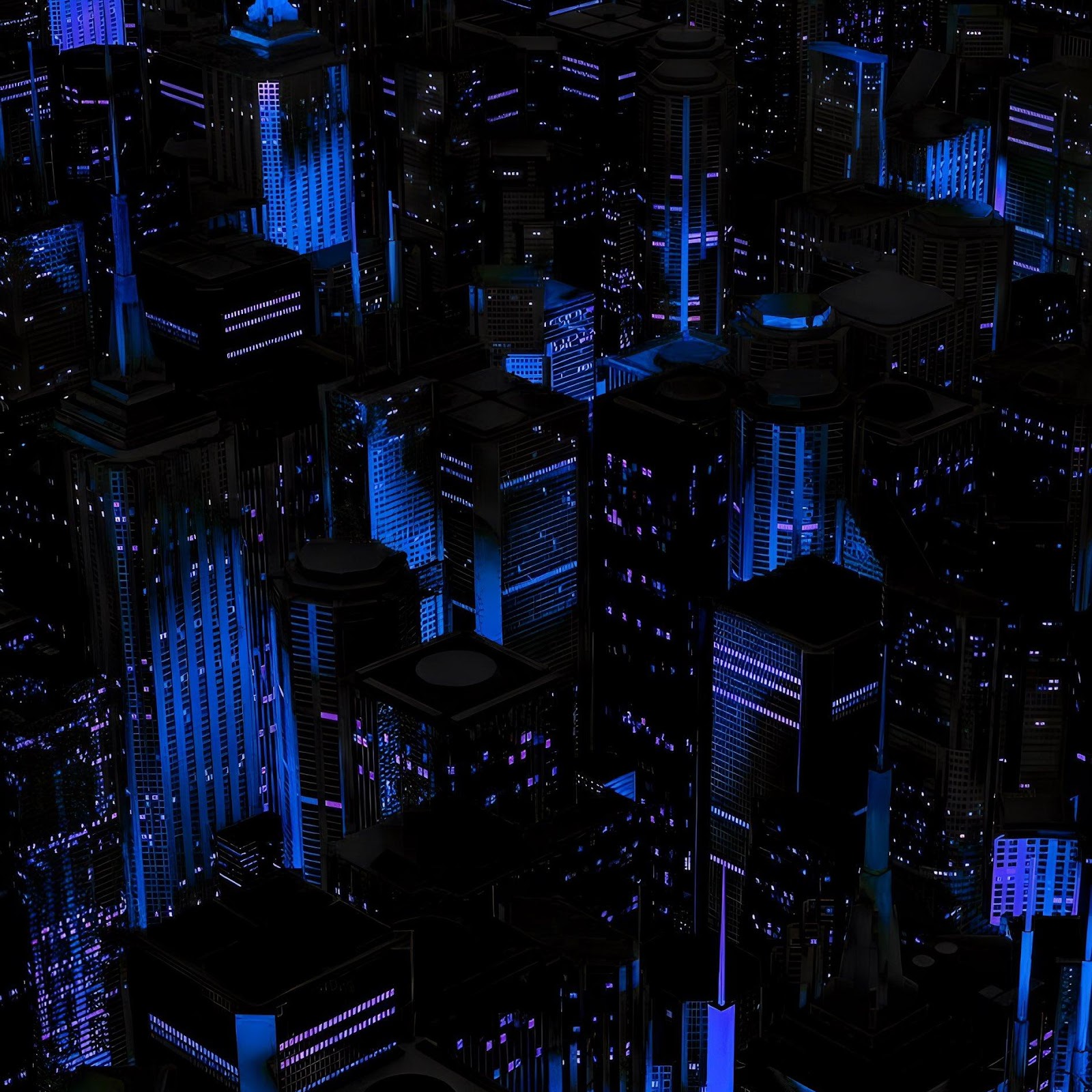 Download Neon Blue Cyberpunk Metropolis 2K iPhone