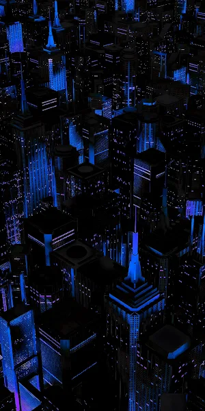 Neon Blue Cyberpunk Metropolis 2K iPhone Wallpaper Background