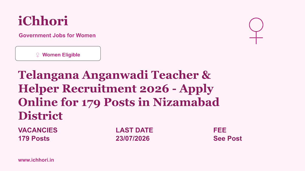 Telangana Anganwadi Teacher & Helper Recruitment 2026 - Apply Online for 179 Posts in Nizamabad District - iChhori