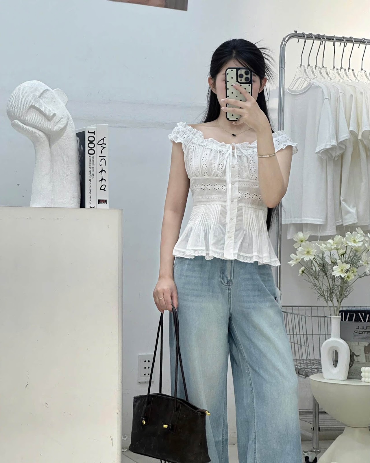 Aó kiểu vải xô sát nách viền bèo buộc dây XONXEN SHOP 805282 – Image 3