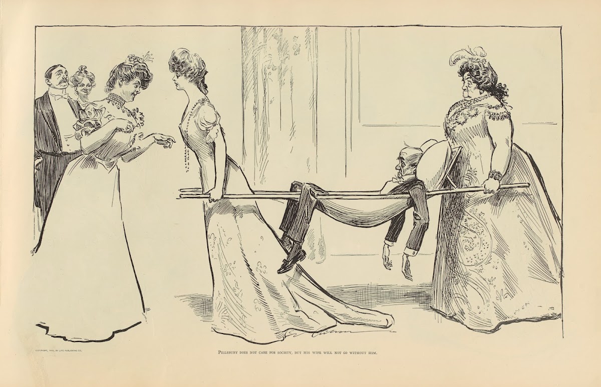 Pillsbury does not care for society but his wife will not go without him 1900 19