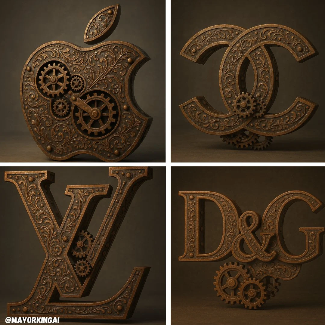 Diseño de logotipo esculpido en 3D estilo Steampunk