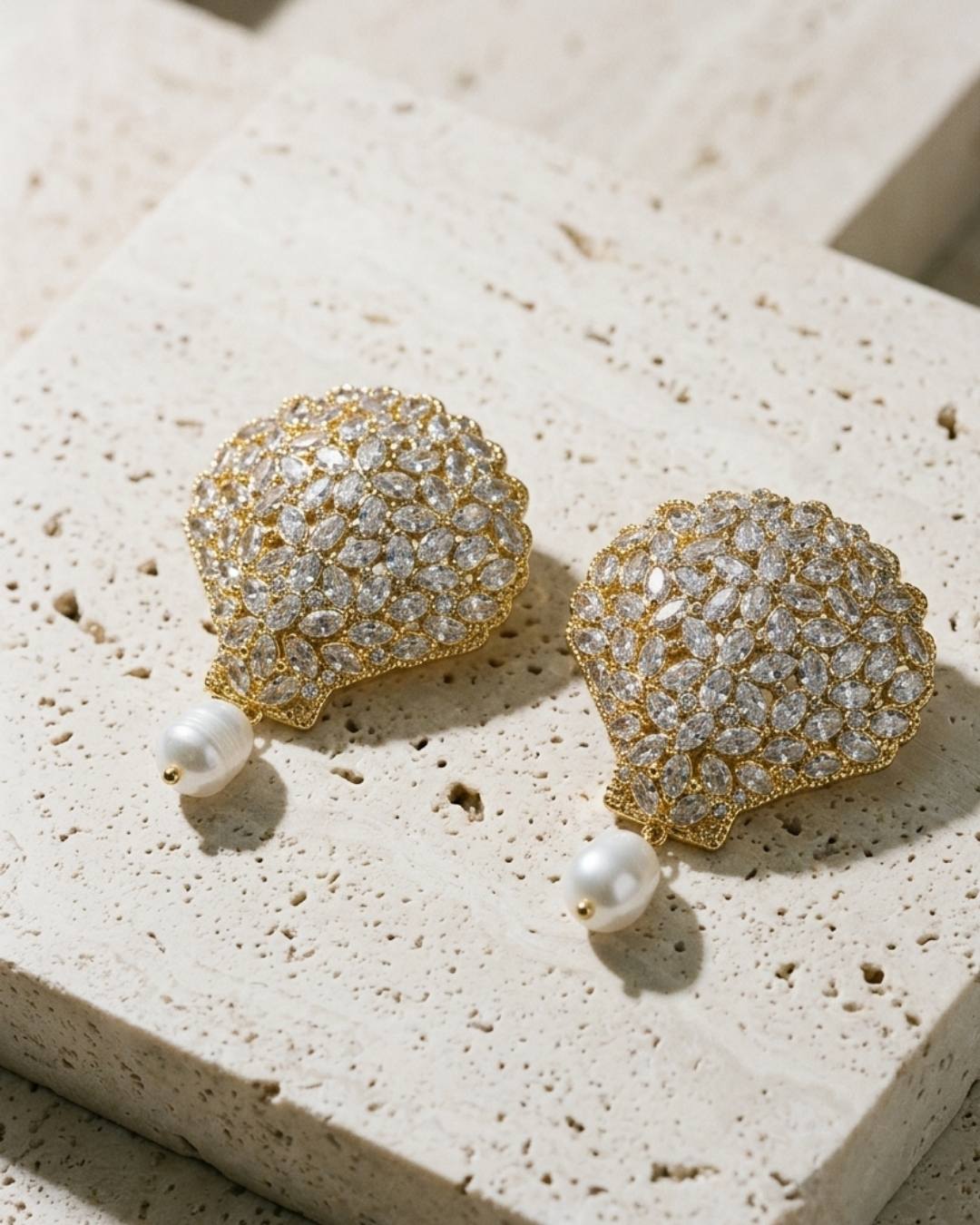 Abyssal Shell Pavé Earrings