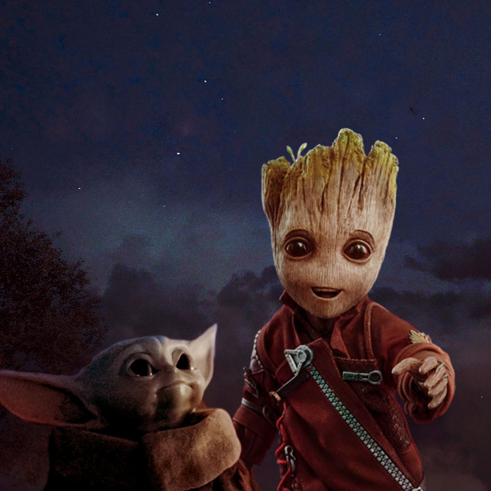 Download Grogu and Baby Groot Full HD iPhone