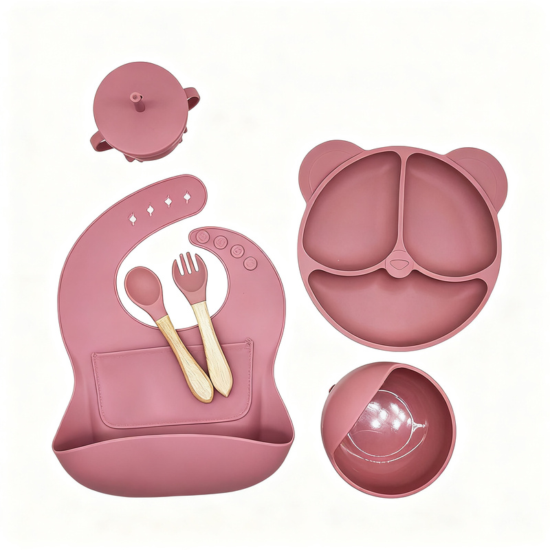 Kindergeschirr-Set aus Silikon, 6-teilig