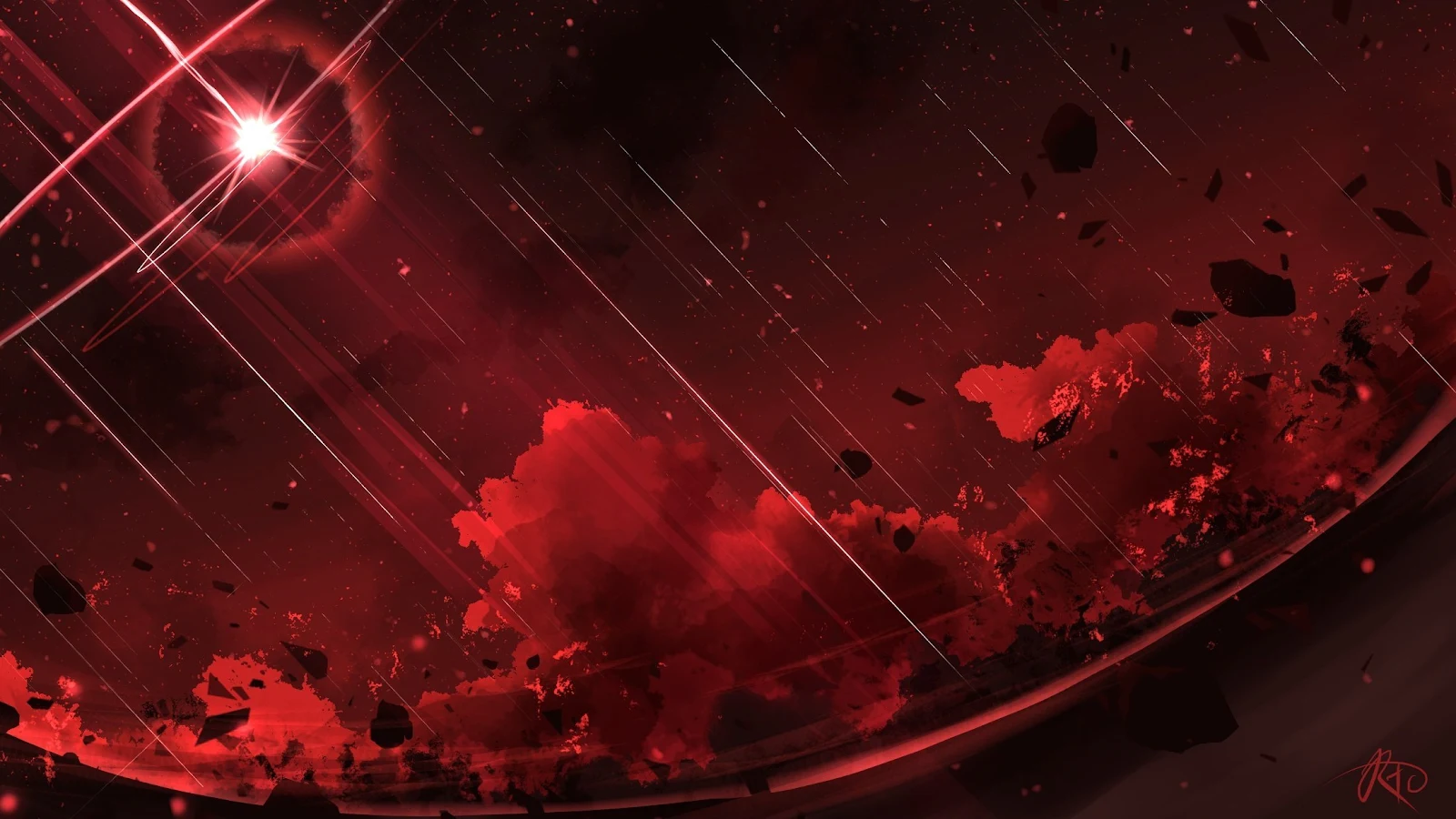 Red, Sunlight, Clouds, Simple Background, Minimalism Full HD Desktop, iPhone Wallpaper Background