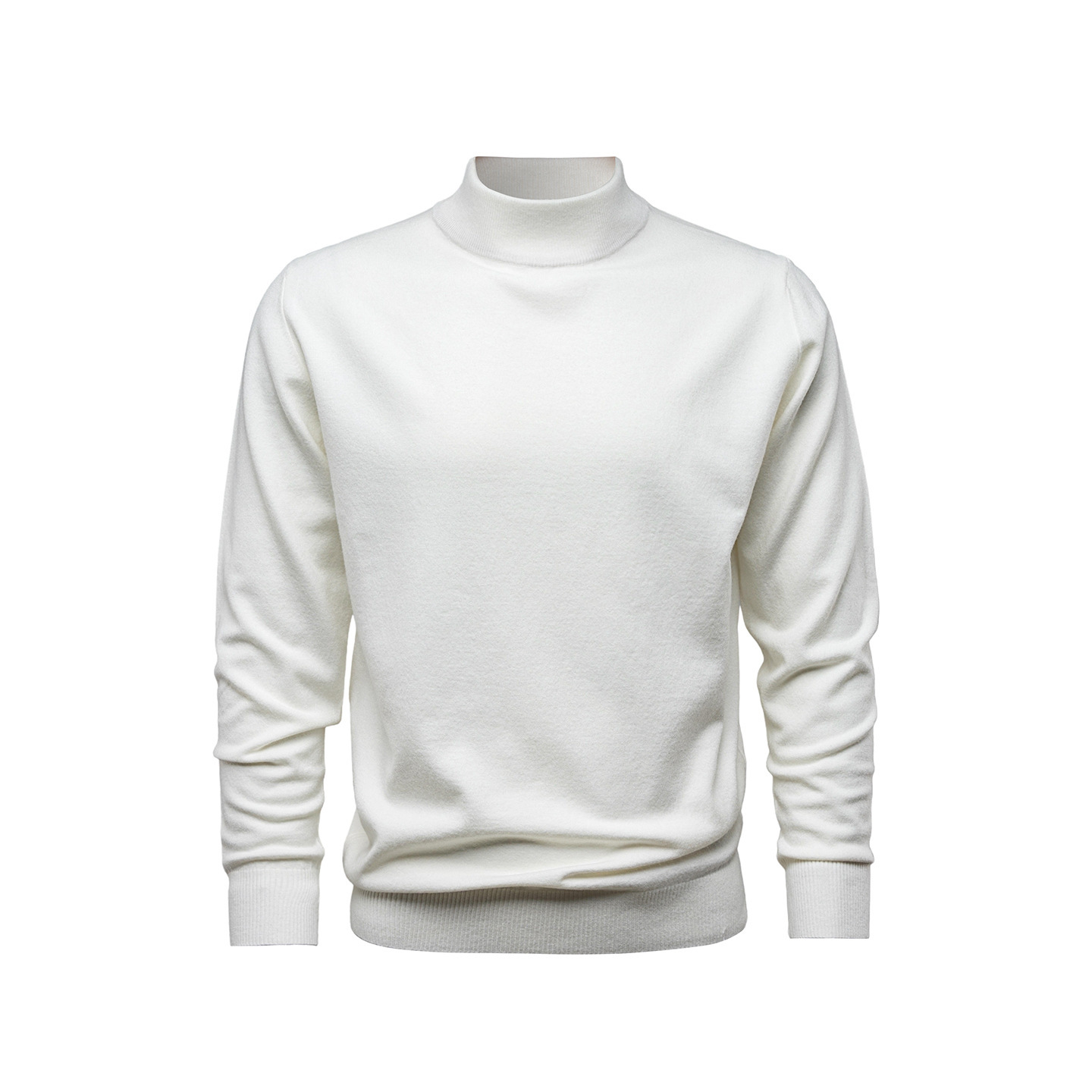 Herren-Strickpullover mit Stehkragen, einfarbig