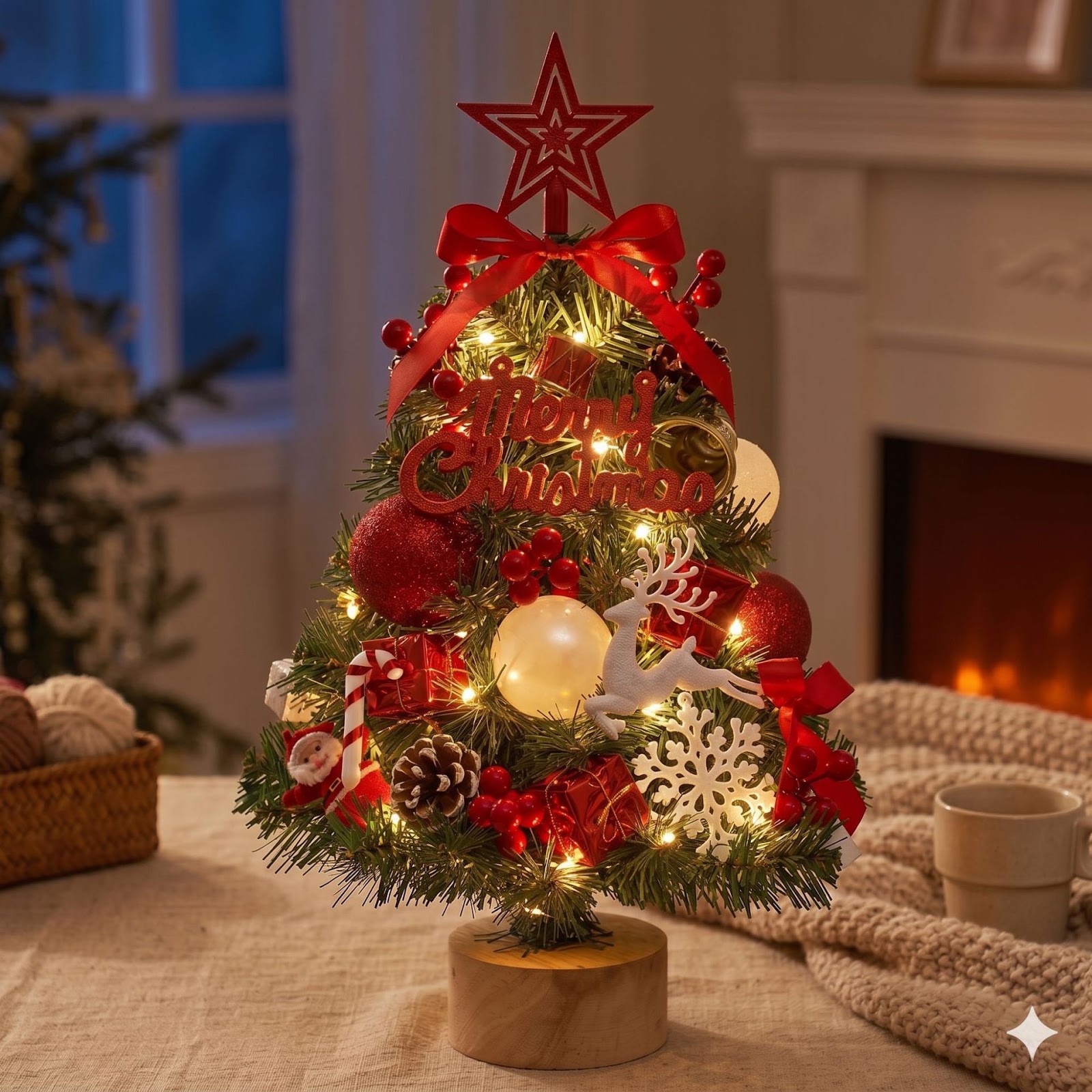 Mini-Weihnachtsbaum mit LED-Lichterkette