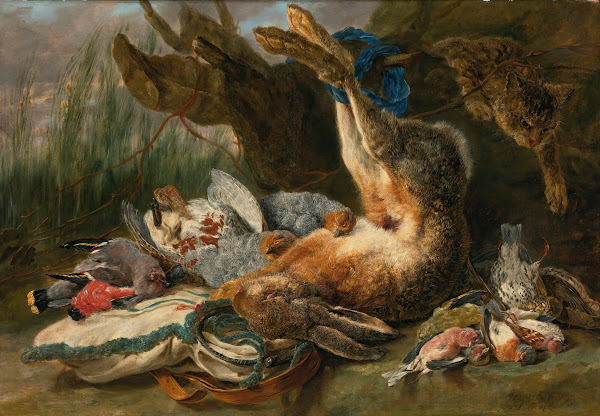 Gamepiece With A Hare And Various Wild Birds A Cat Approaching From The Right 16