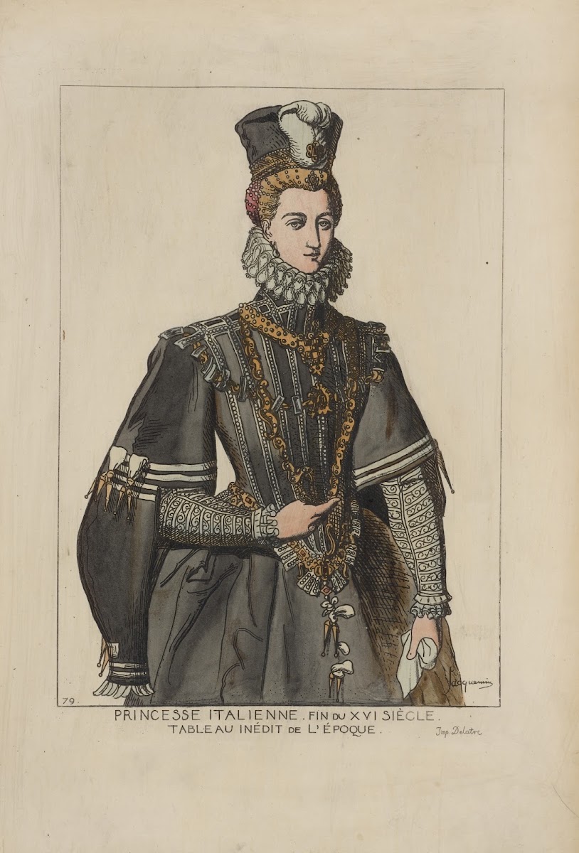 Princesse Italienne Fin du XVI siècle Tableau inédit de lépoque 1869