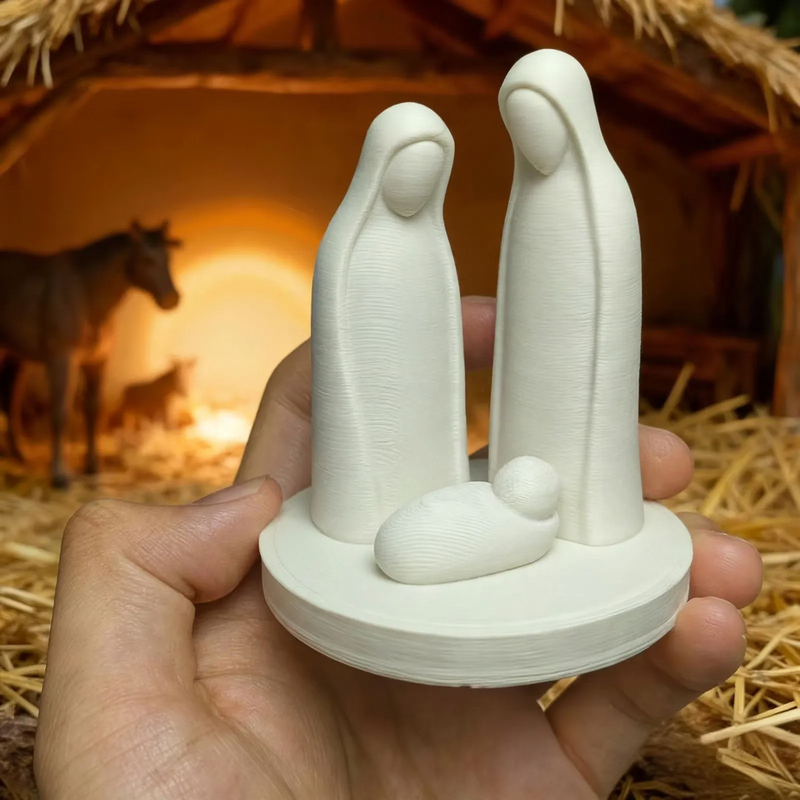 Nativity scene sculpture, 3D printed, plastic