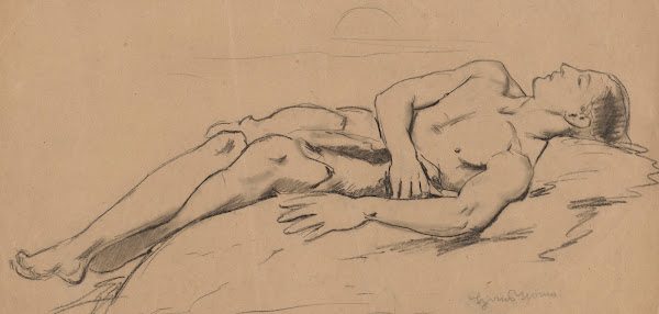 Reclining Semi Nude Young Man 1859   1924