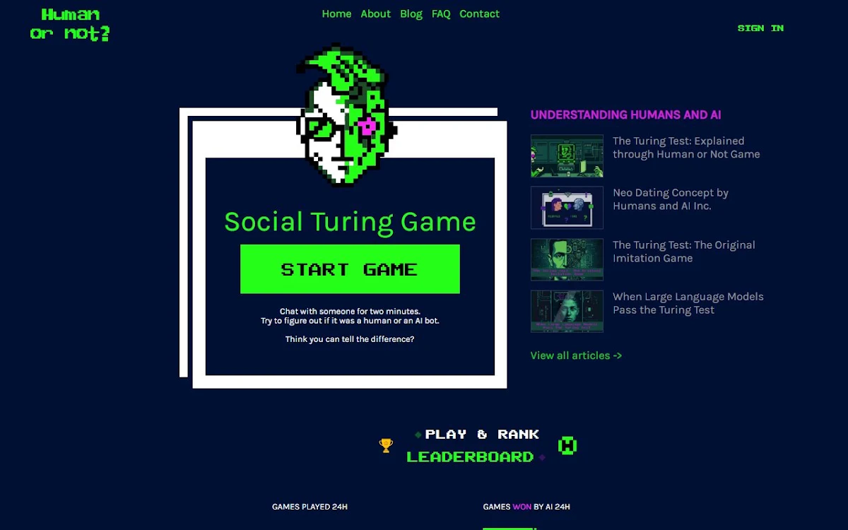 Captura de Human or Not: AI Powered Social Turing Game