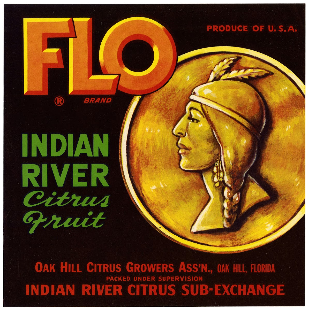 Flo Brand Citrus Label 1940s