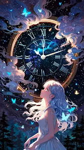 Woman in Long Red Gown Standing in a Misty Graveyard