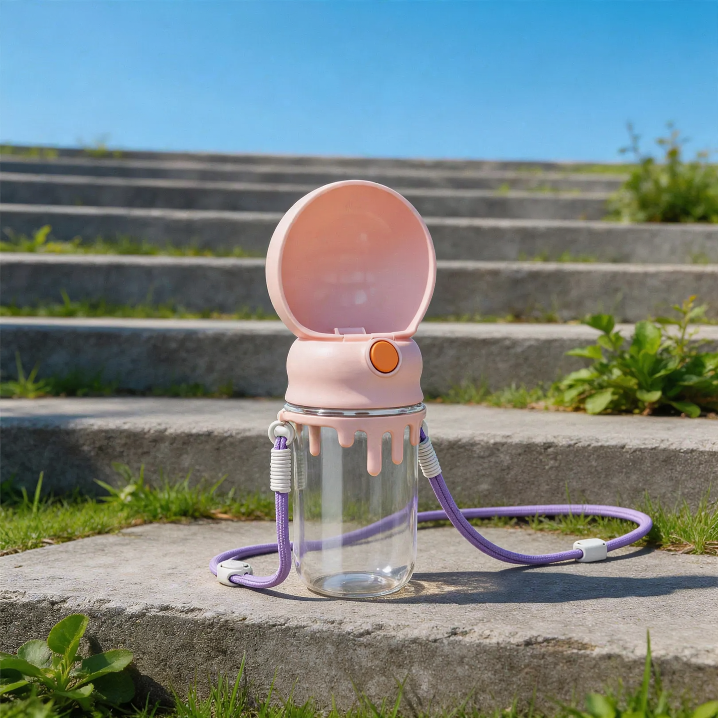 Portable Water Bottle for Pets with Press Valve