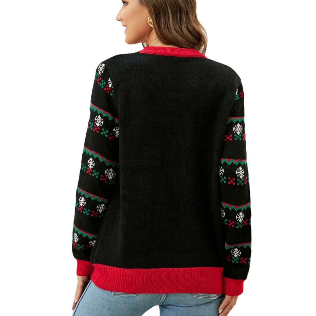 Christmas sweater with tree motif and LED light