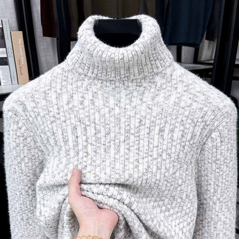 Men's Turtleneck Sweater with Wool Blend and Lining