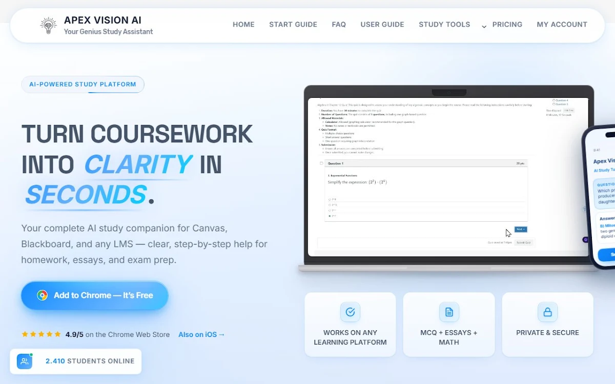 Captura de Apex Vision AI - Homework & Quiz Answering AI