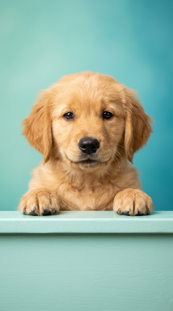Golden Retriever Puppy Minimal Portrait - Free mobile Wallpaper