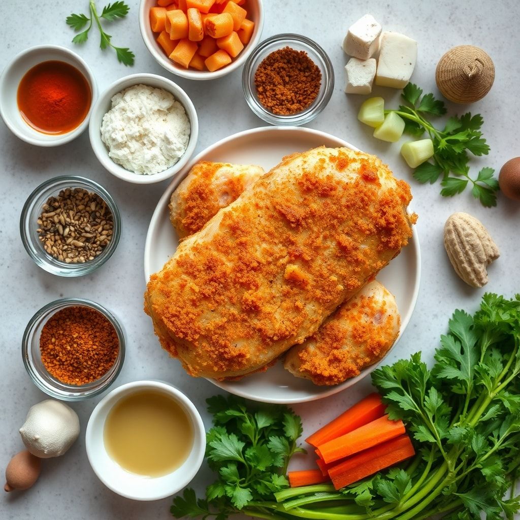 Ingredients for Easy Crispy Fried Chicken Recipe for Quick Weeknight Dinner (30-Minute Family Favorite)