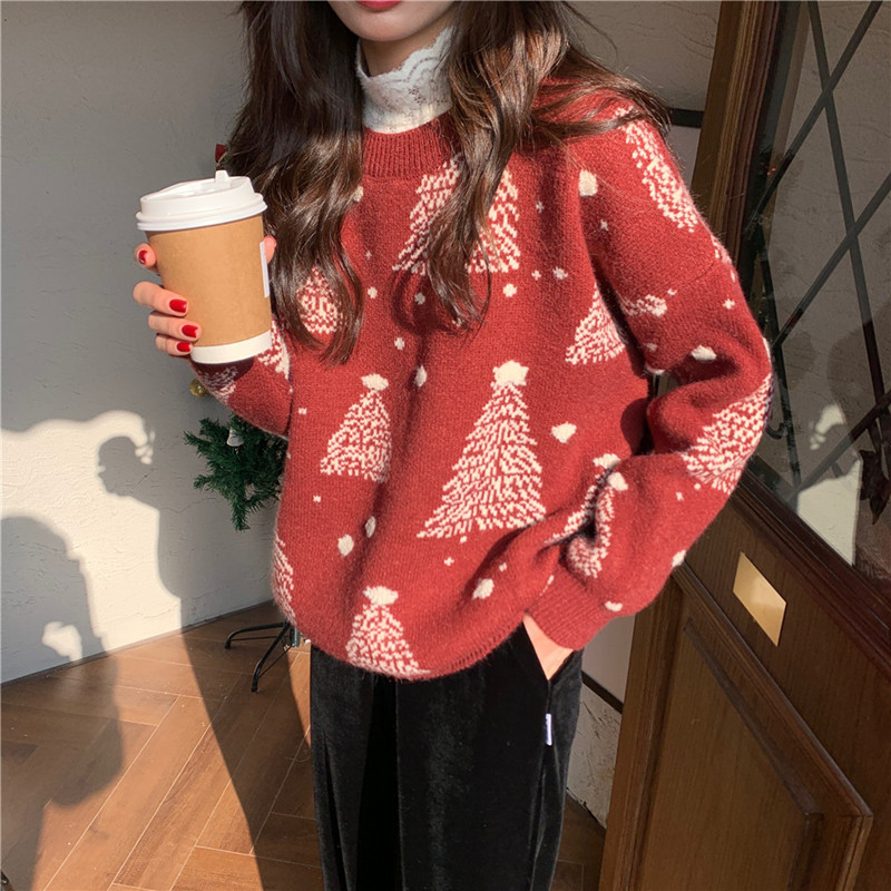 Warm Christmas sweater with snowflake pattern