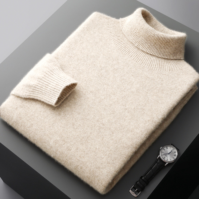 Men's Wool Sweater, Turtleneck, 350g, Warm