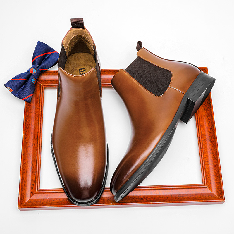 Men's leather Chelsea boots, classic round