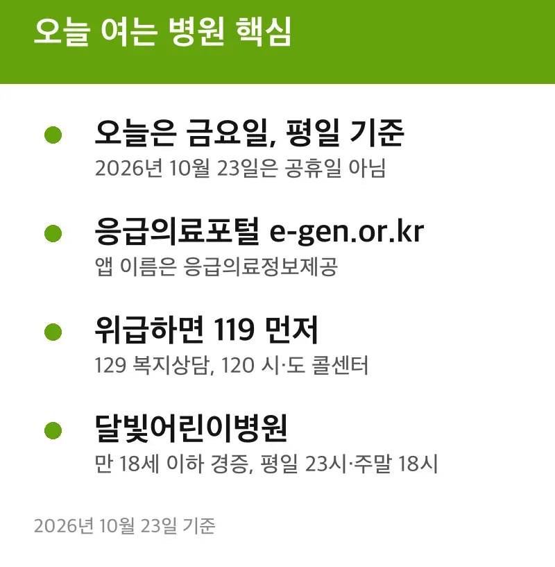 오늘 여는 병원 핵심