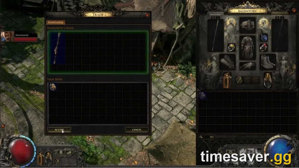 Path of Exile 2 trade window used to convert map drops into Divine and Exalted Orbs
