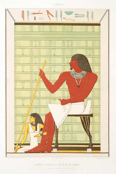 Peinture groupe iconique de Teï  de sa femme nécropole de Memphis  Ve dynastie 1
