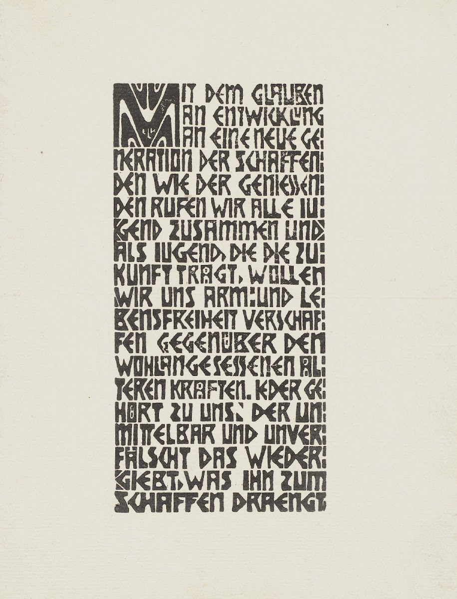 Manifesto of the Brücke artists group text 1906