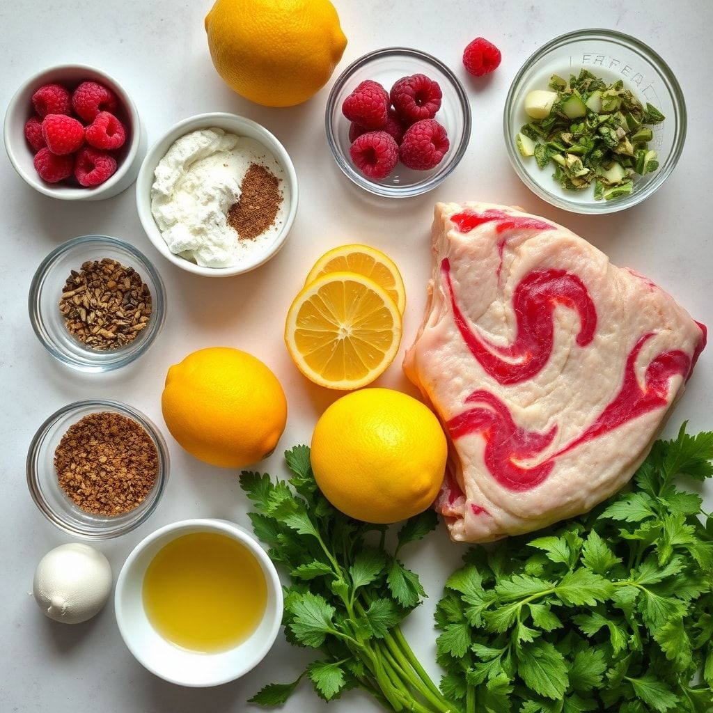 Ingredients for Easy Lemon Raspberry Swirl Bars Recipe for Dessert (One-Bowl, 40-Minute Treat)