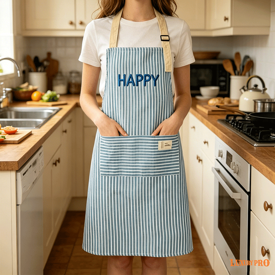 Hand Embroidered Striped Apron